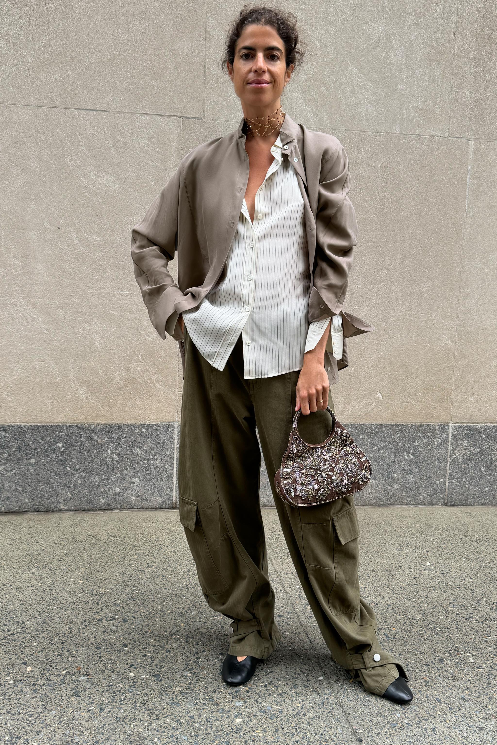 ZW COLLECTION 100% SILK STRIPED SHIRT